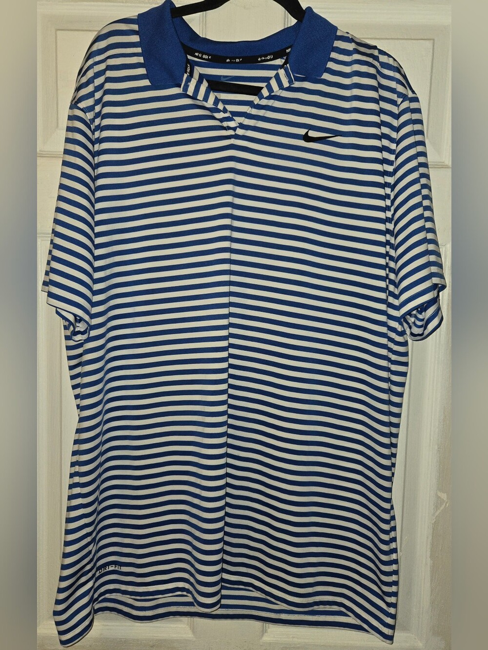 Nike Men’s Blue & White Striped Golf Polo Sz XXL